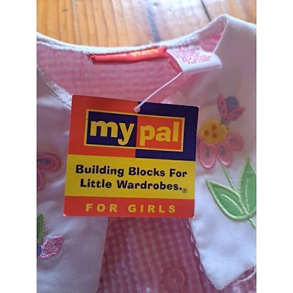 Vintage Dress Girls 12months Pink Embroidered Button Back Sleeveless Ribbon - Picture 2 of 4